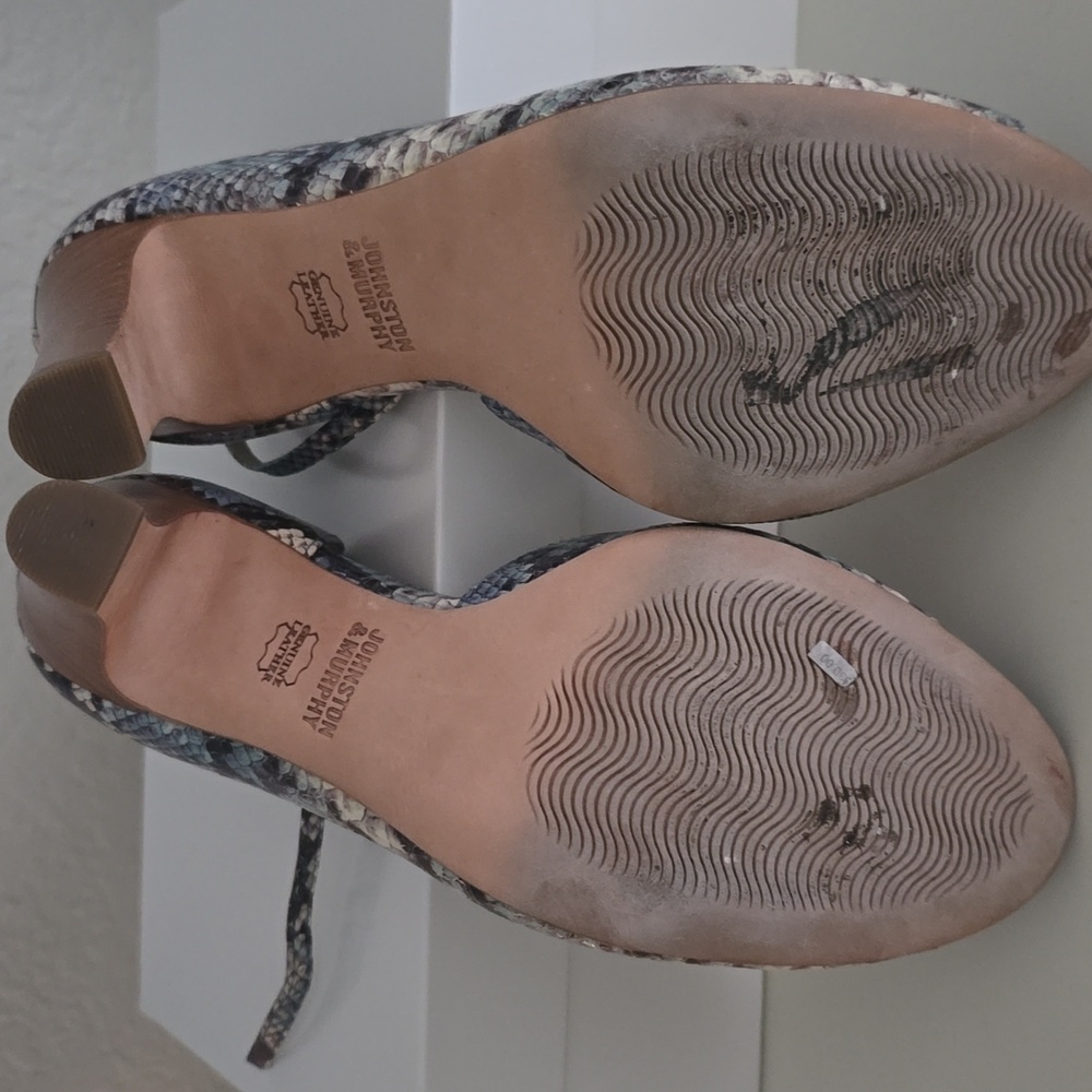NEW, Johnston & Murphy, Blue Snakeskin Heels, Sz 8.5 - Picture 6 of 10